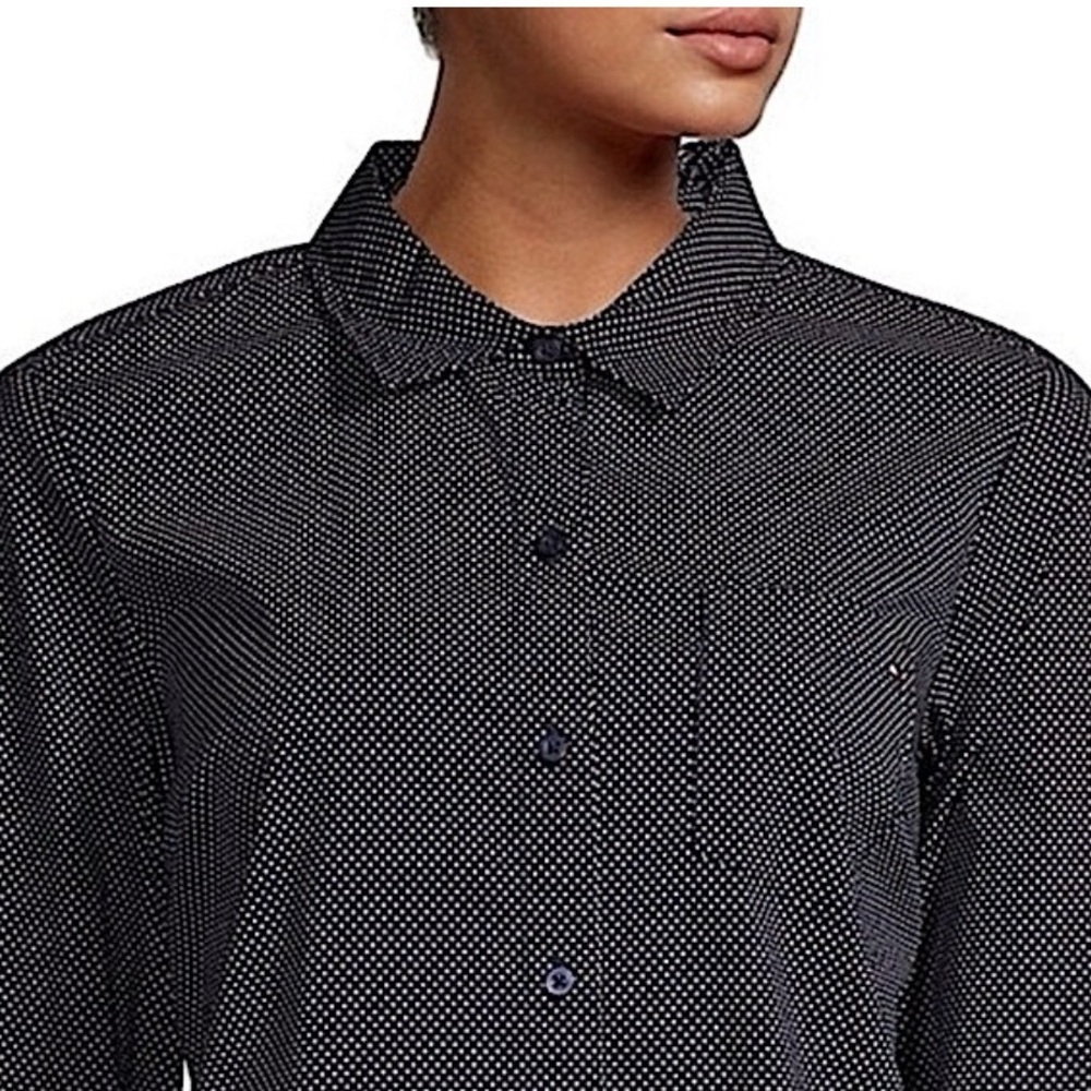 Tommy Hilfiger Midnight Blue Polka Dots Cotton Button Up Shirt Size Medium